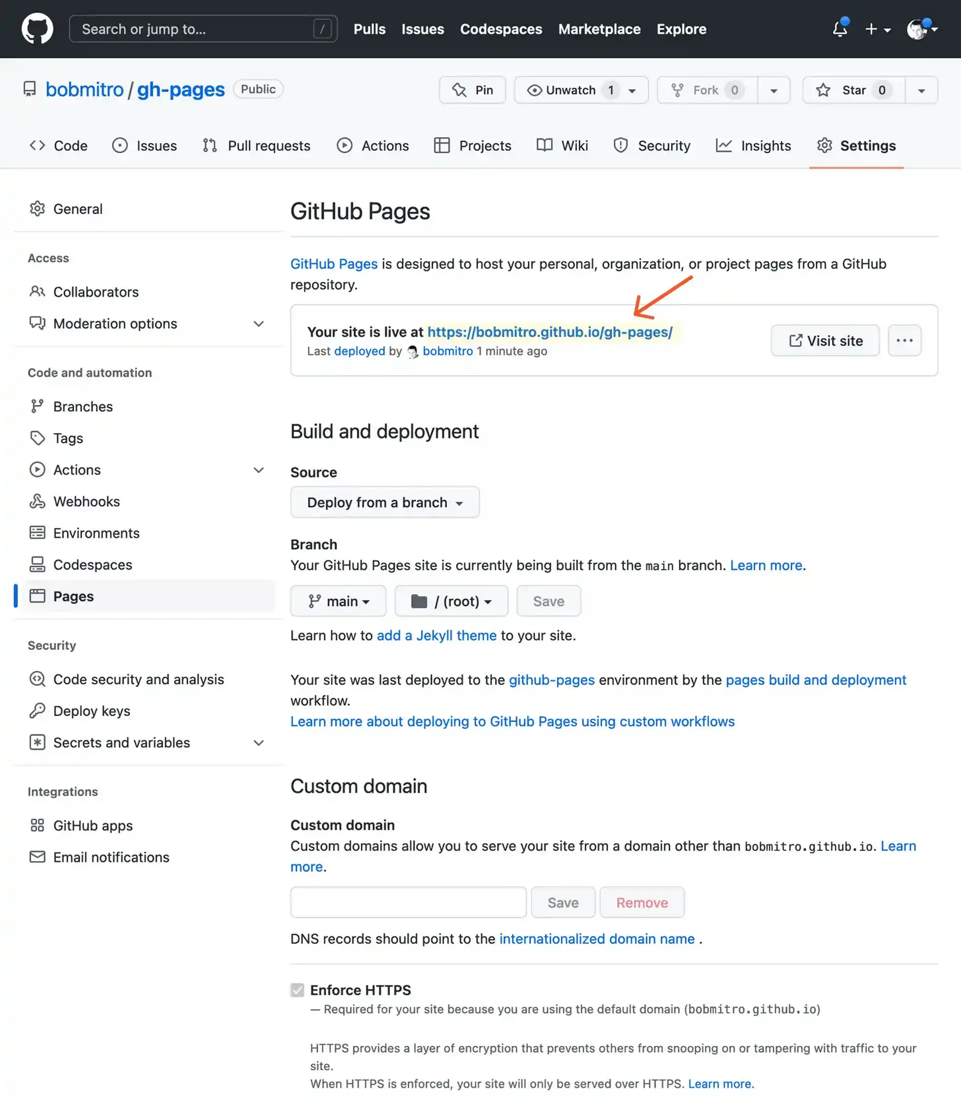 GitHub页面URL