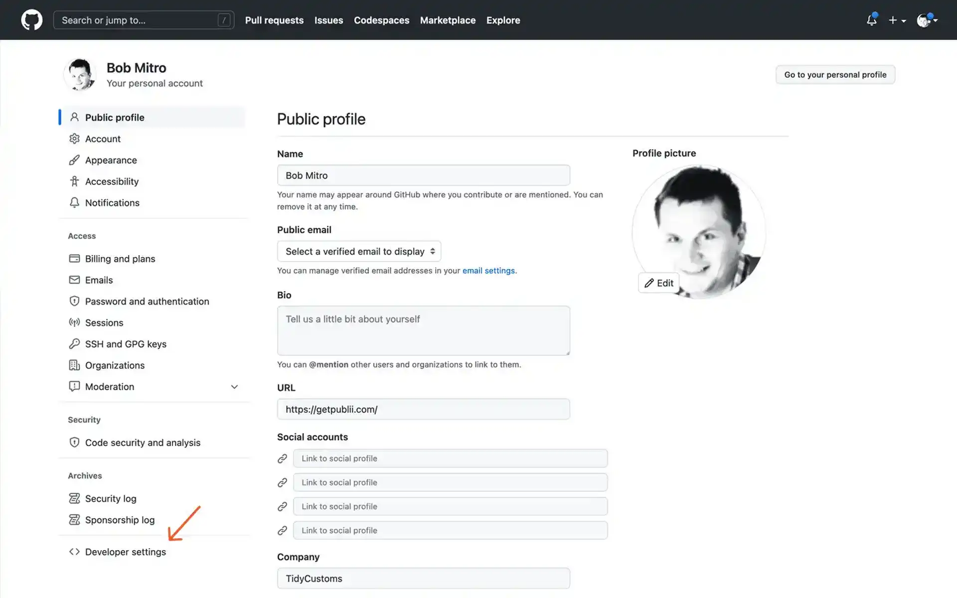 Github开发者设置